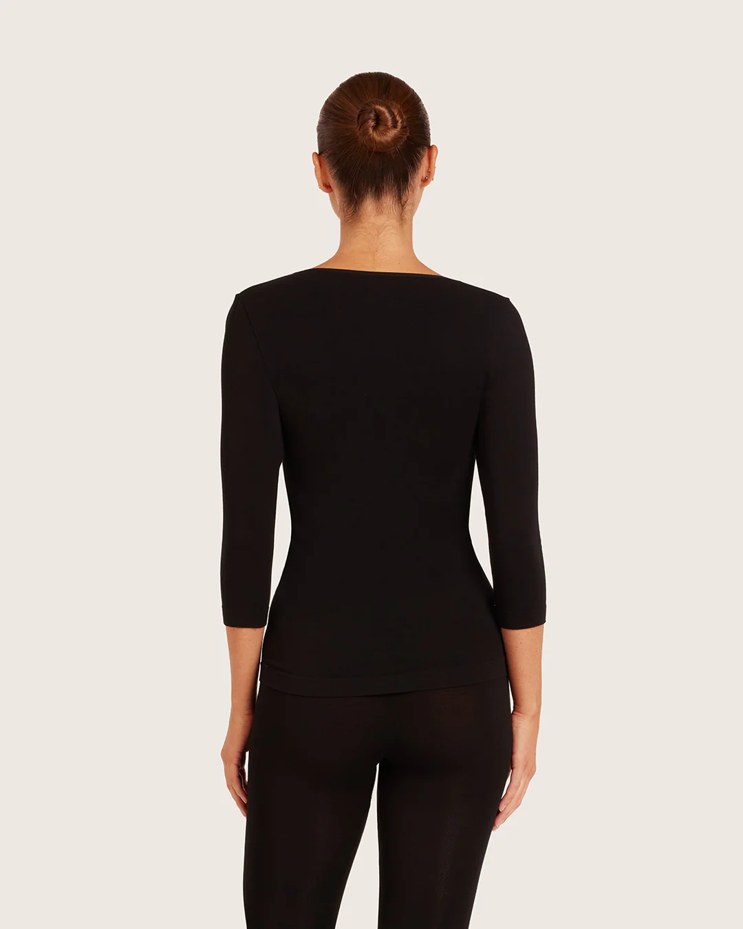 Base Layer 3/4 Sleeve Top - Black - Image 3