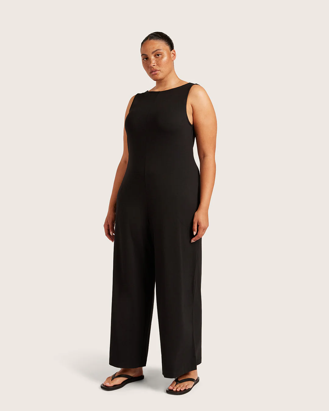 Boat Neck Jumpsuit - Black - Image 10