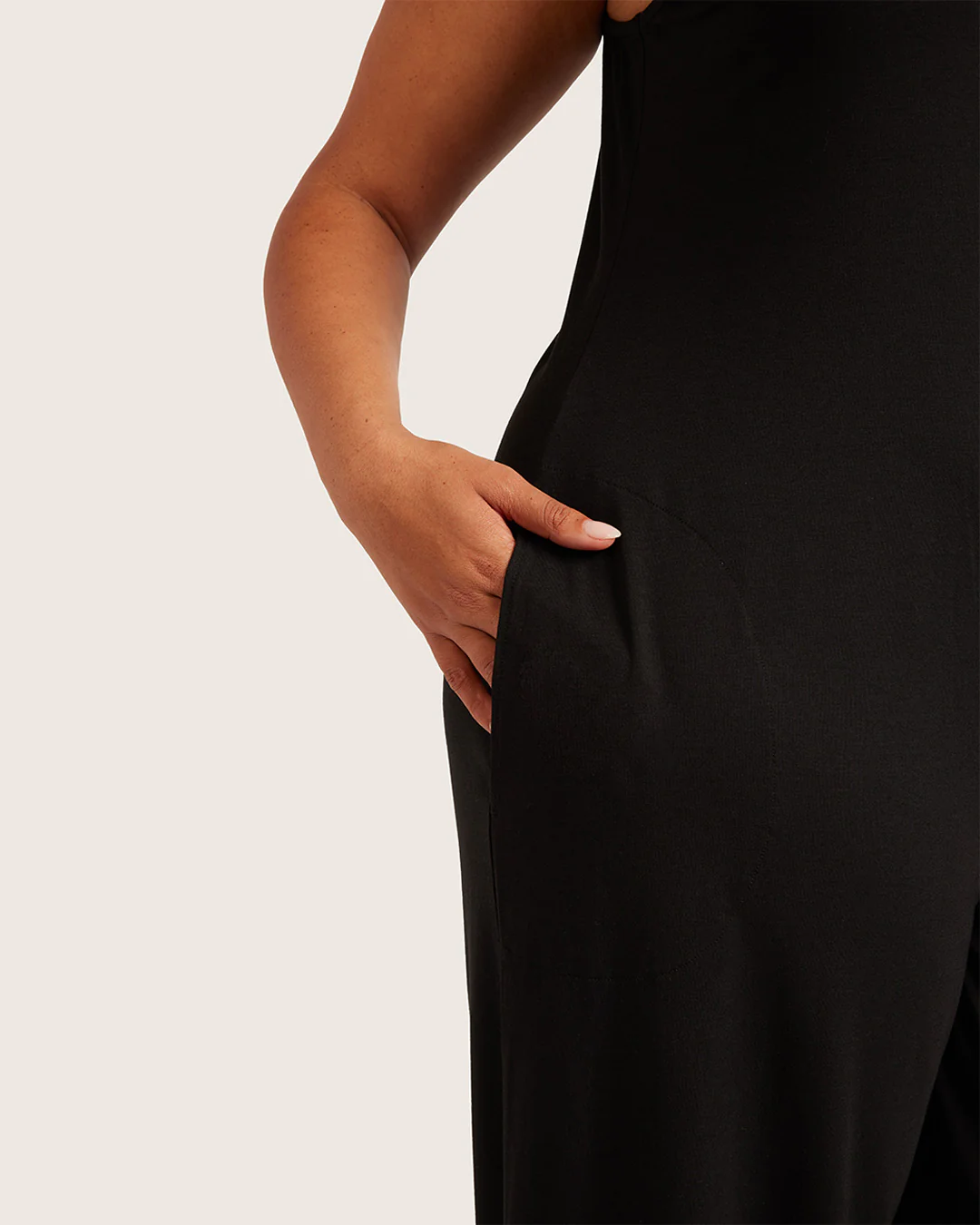 Boat Neck Jumpsuit - Black - Image 11