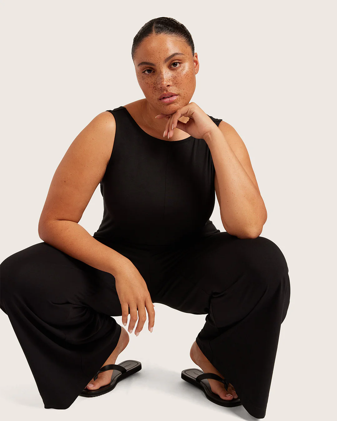 Boat Neck Jumpsuit - Black - Image 12