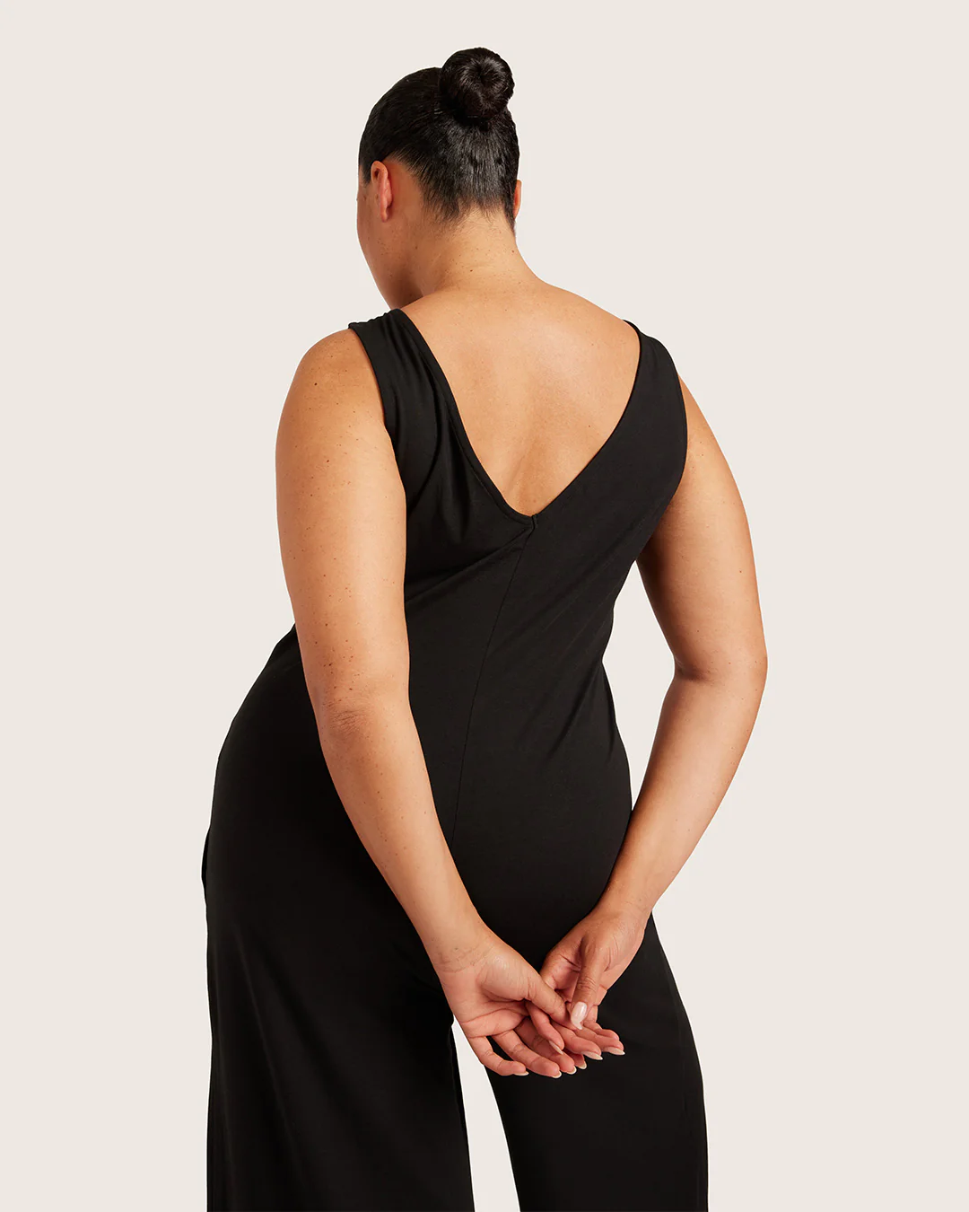 Boat Neck Jumpsuit - Black - Image 14