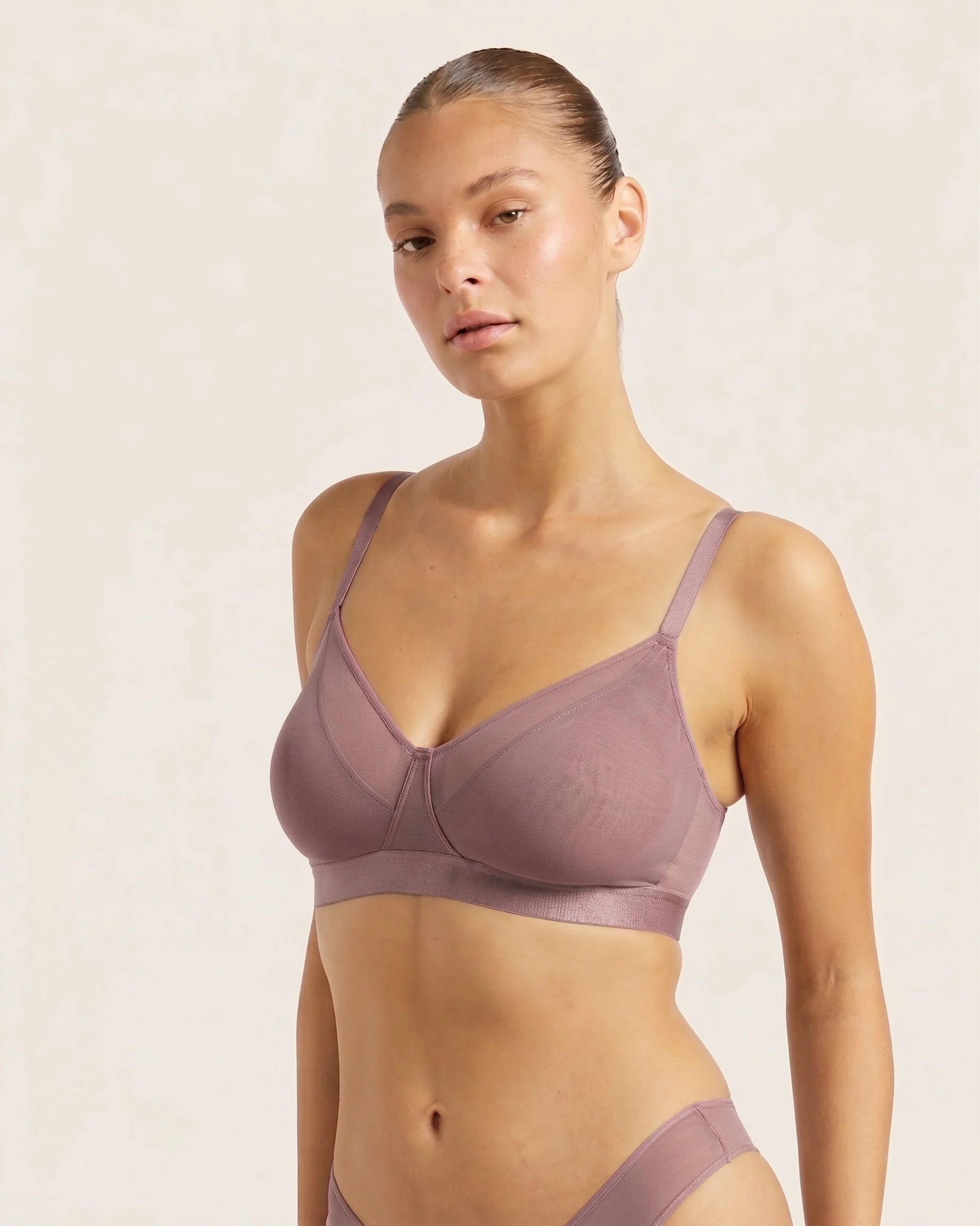 FreeMesh Full Bust Wireless Bra - Mauve - Image 3