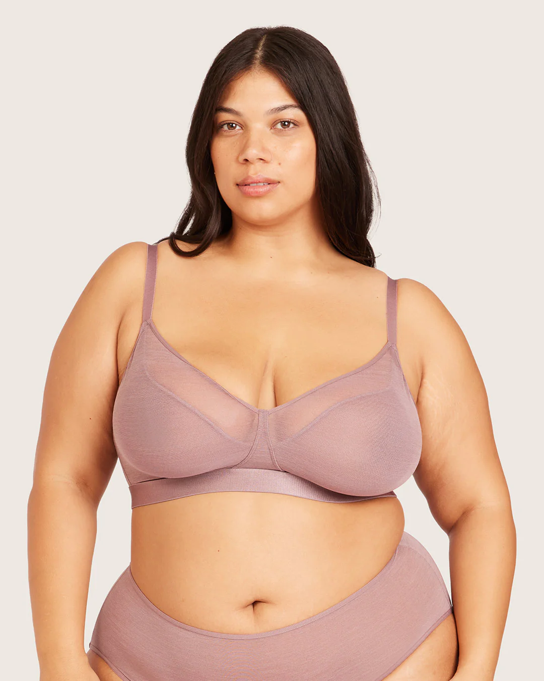 FreeMesh Full Bust Wireless Bra - Mauve - Image 6