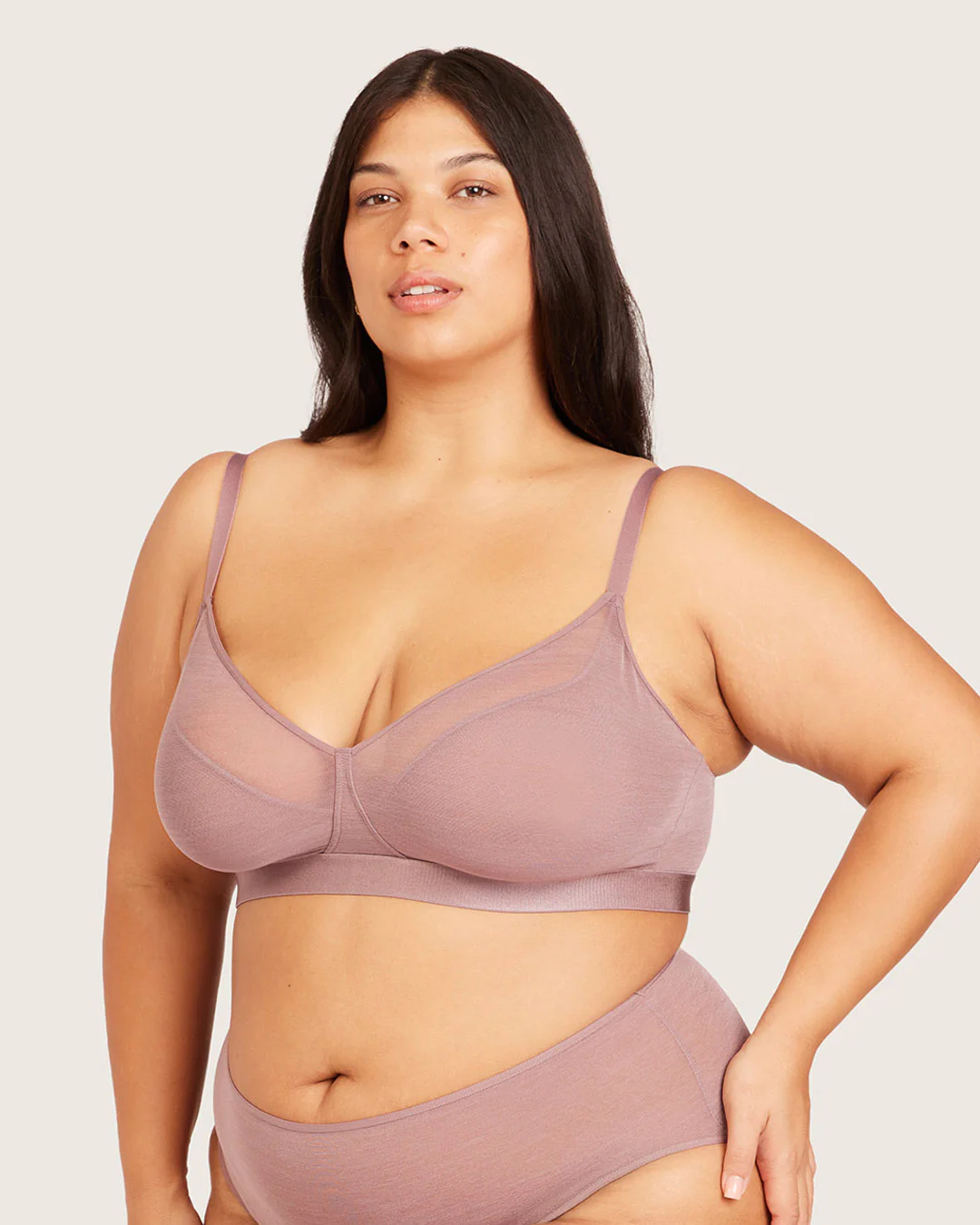 FreeMesh Full Bust Wireless Bra - Mauve - Image 8