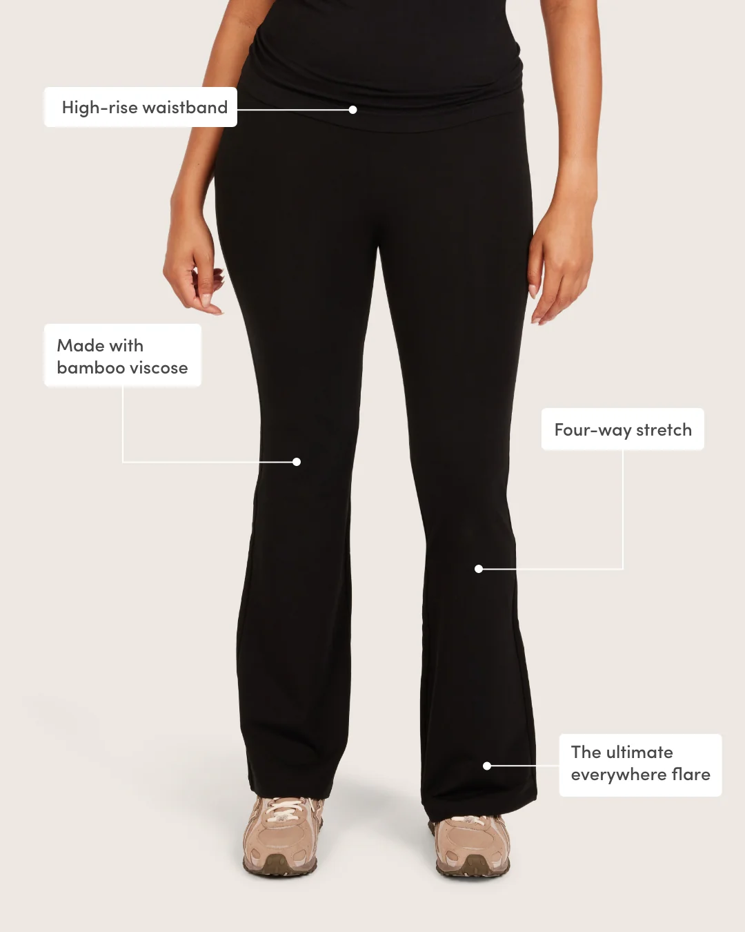 High Waist Flare Pants - Regular - Black - Image 12