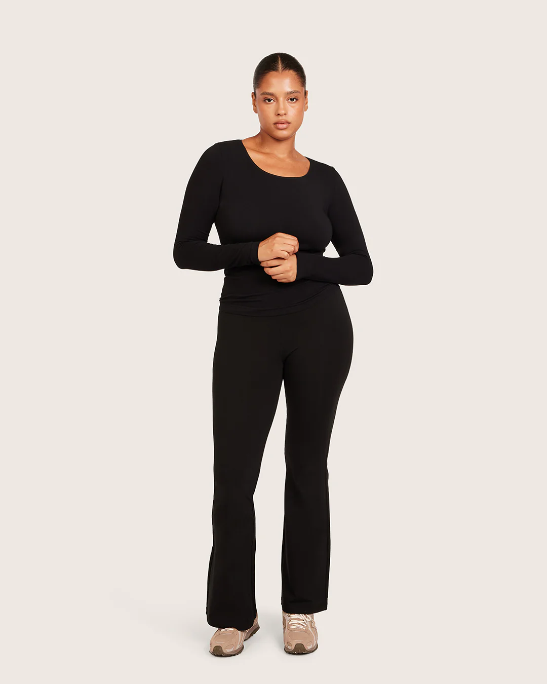 High Waist Flare Pants - Regular - Black - Image 19