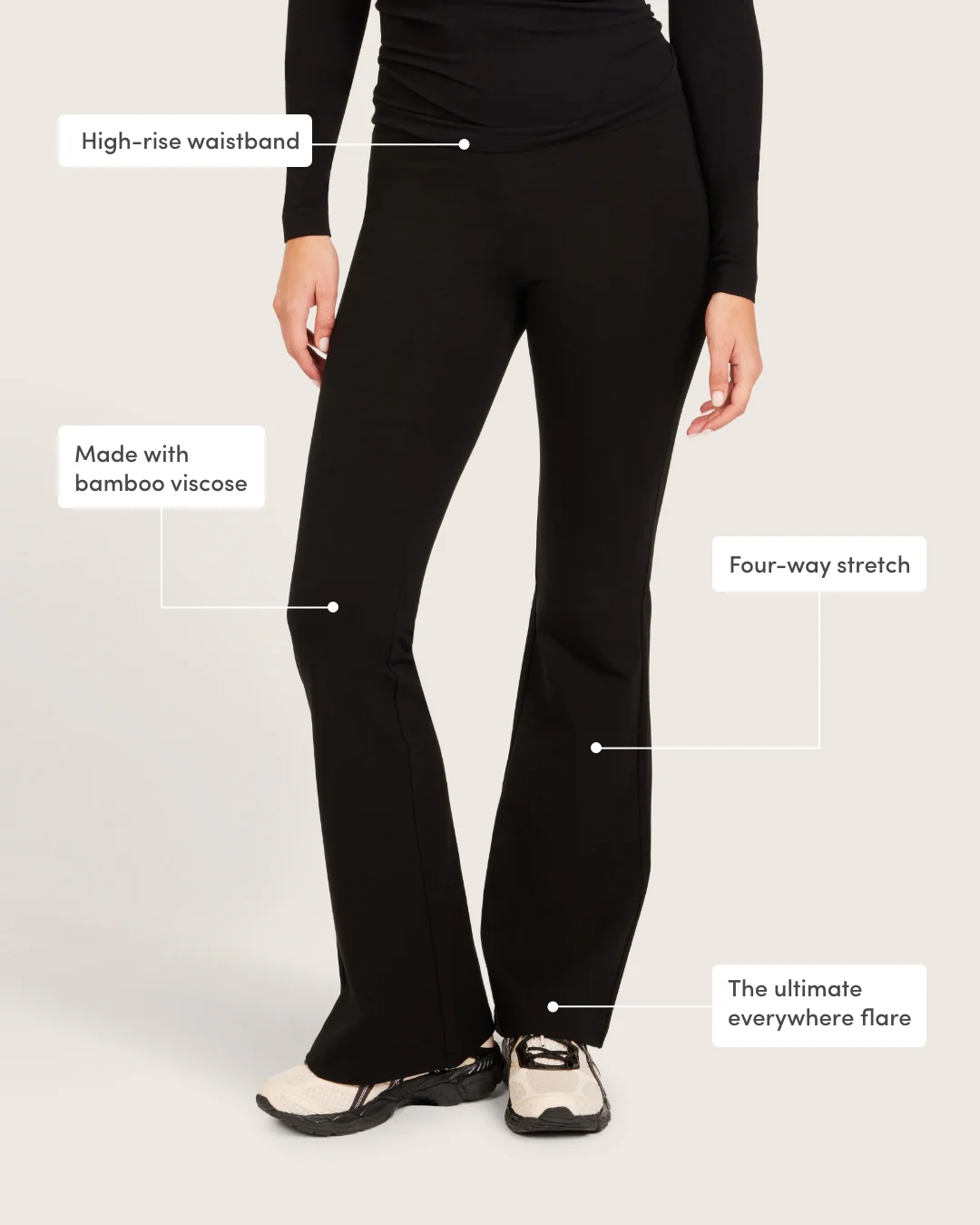 High Waist Flare Pants - Regular - Black - Image 4