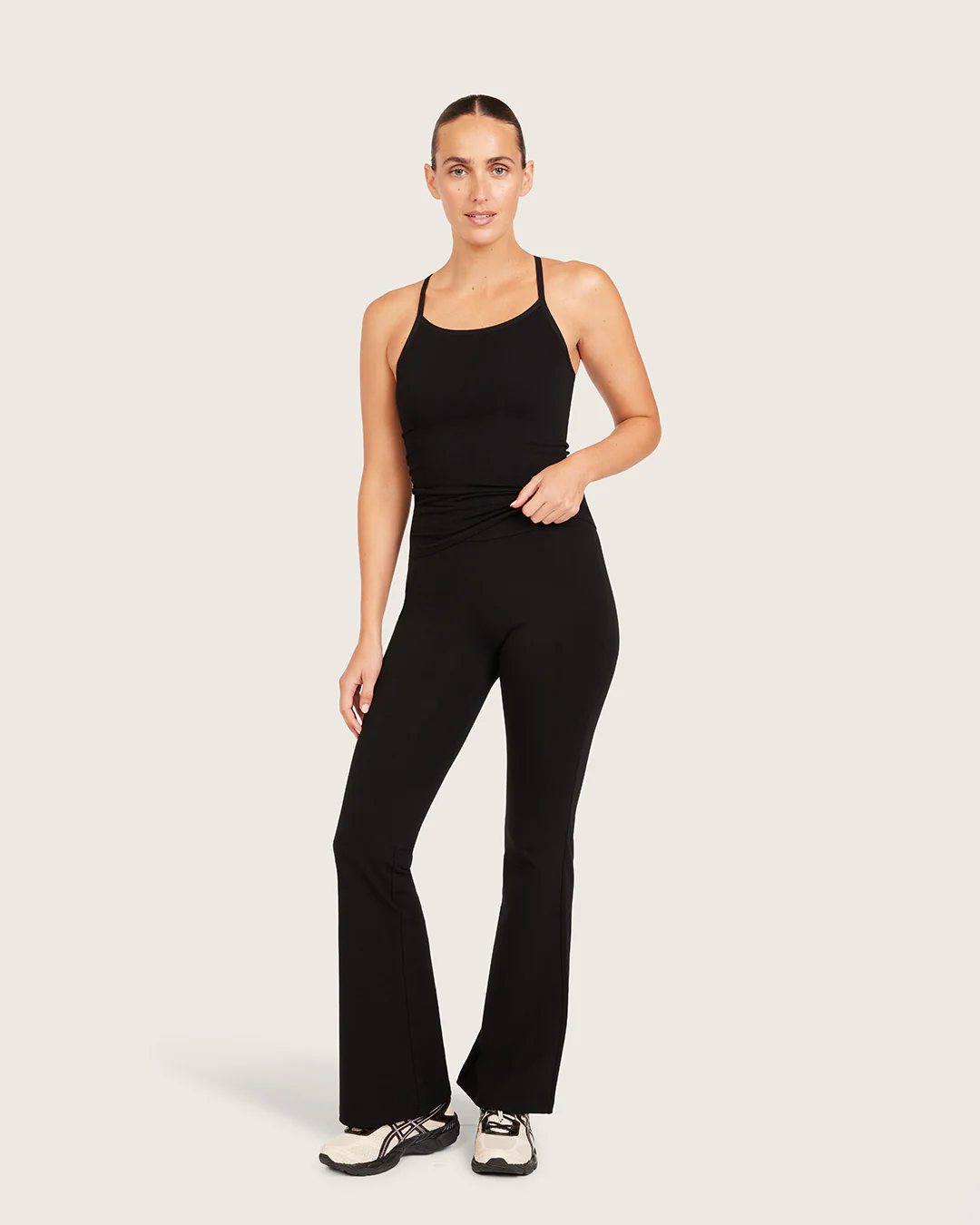 High Waist Flare Pants - Regular - Black - Image 6