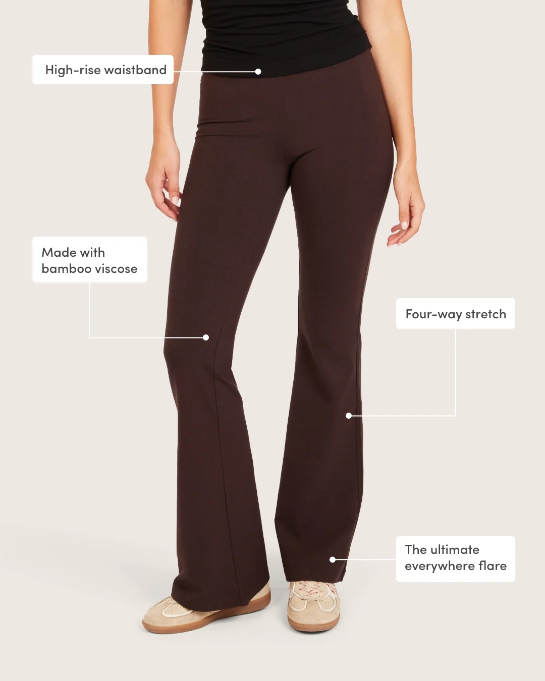 High Waist Flare Pants - Regular - Carob - Image 4