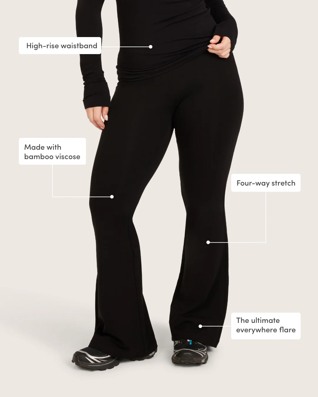 High Waist Flare Pants - Short - Black - Image 11