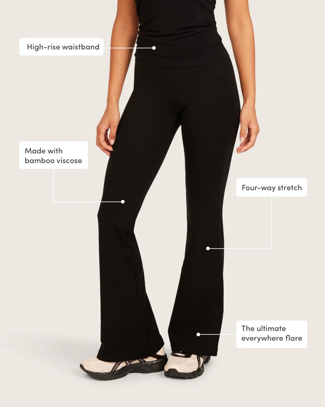 High Waist Flare Pants - Short - Black - Image 4