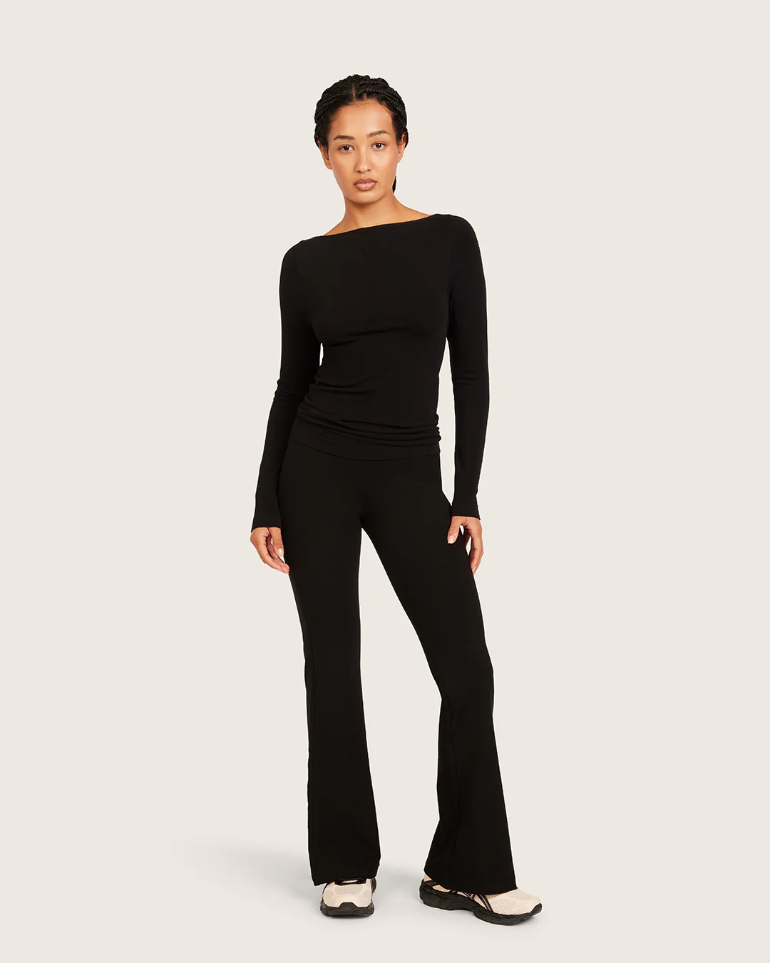 High Waist Flare Pants - Short - Black - Image 7