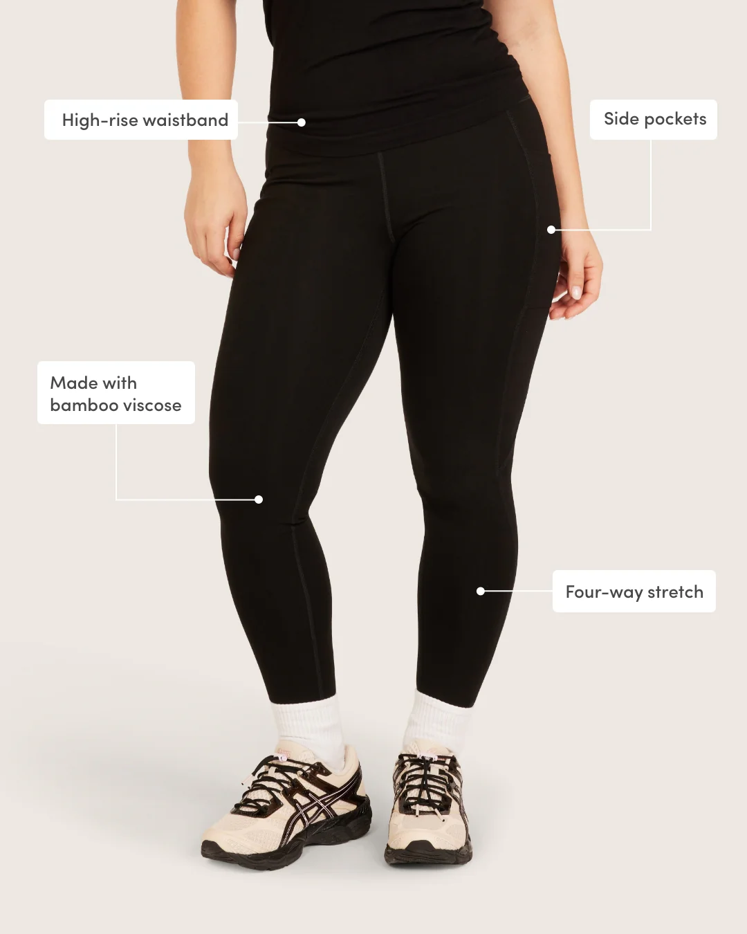High Waist Leggings with Pocket - Black - Image 13