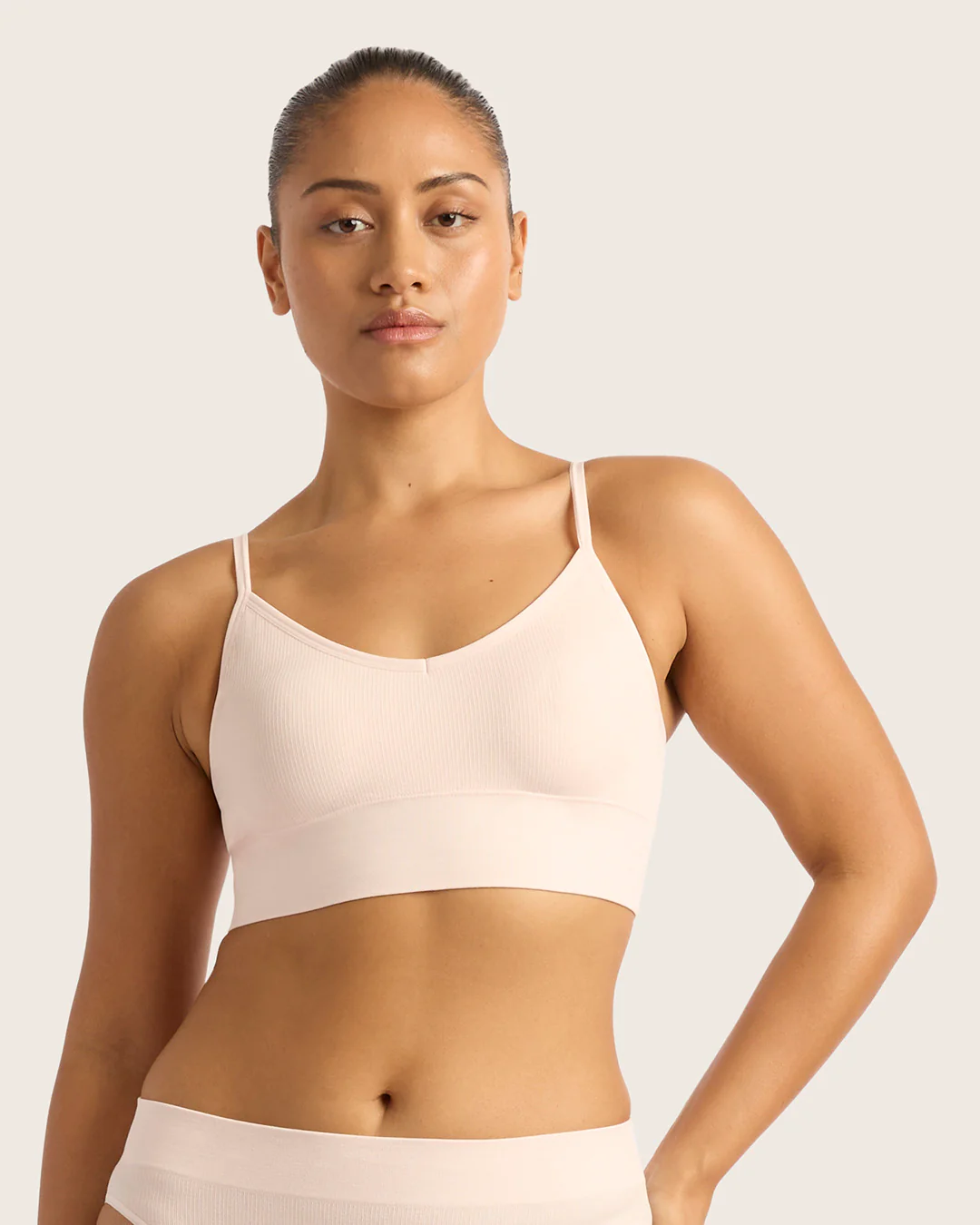 LYOLYTE Ribbed Low Back Bralette - Powder Pink - Image 6
