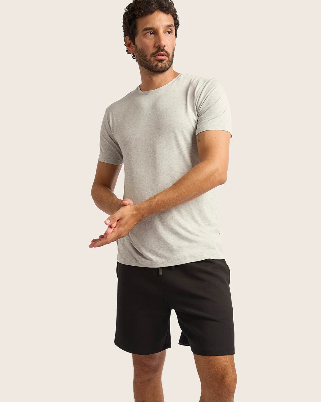 Men's Base Layer Crew Neck T-Shirt - Light Grey Marl - Image 4