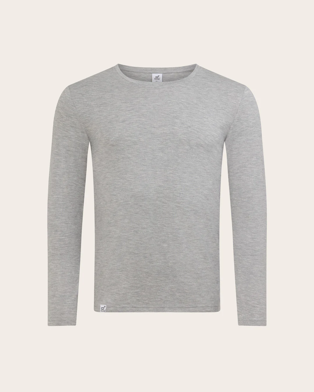 Men's Base Layer Long Sleeve Crew Neck T-Shirt - Light Grey Marl - Image 8