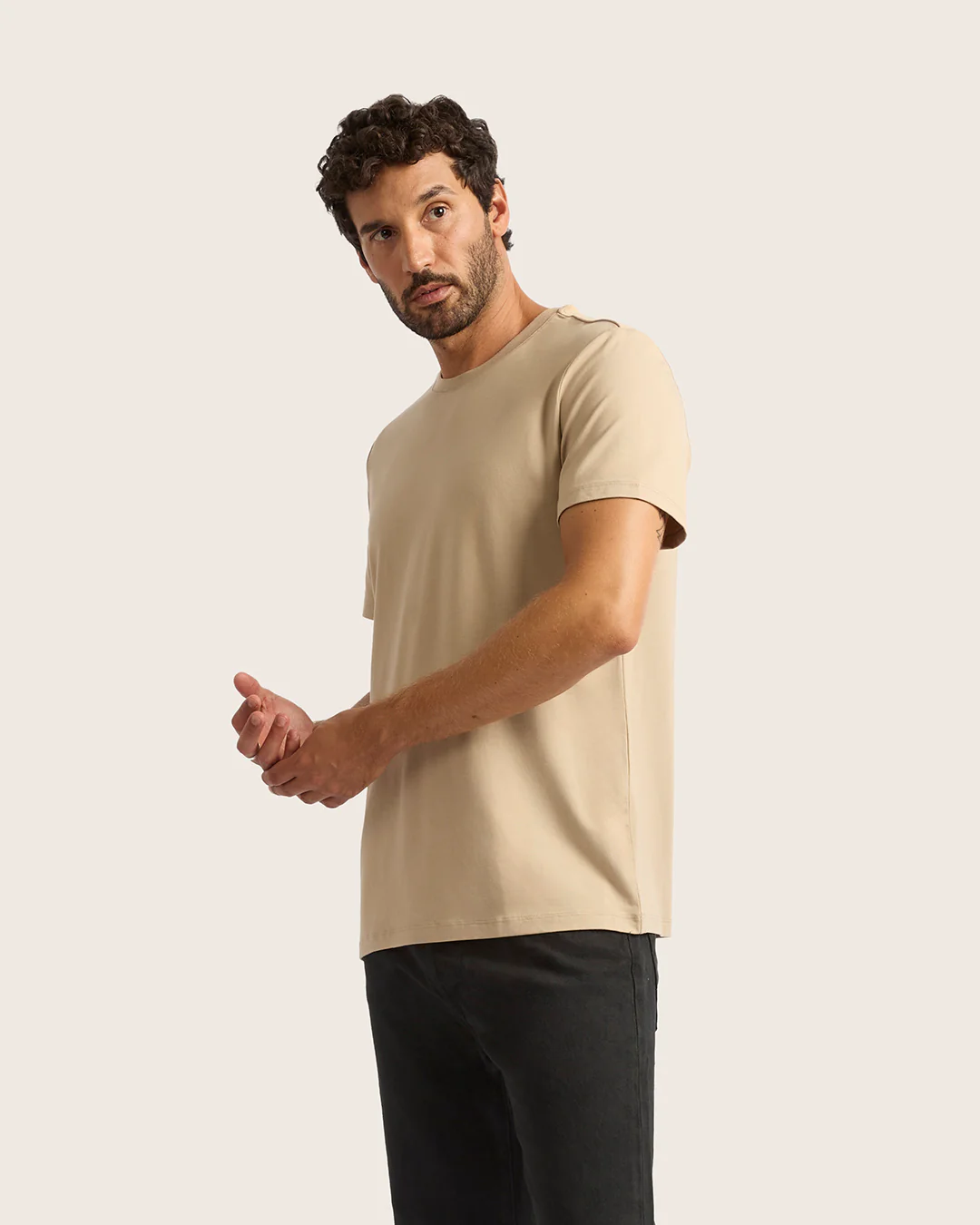 Men's Classic Crew Neck T-Shirt - Stone - Image 6