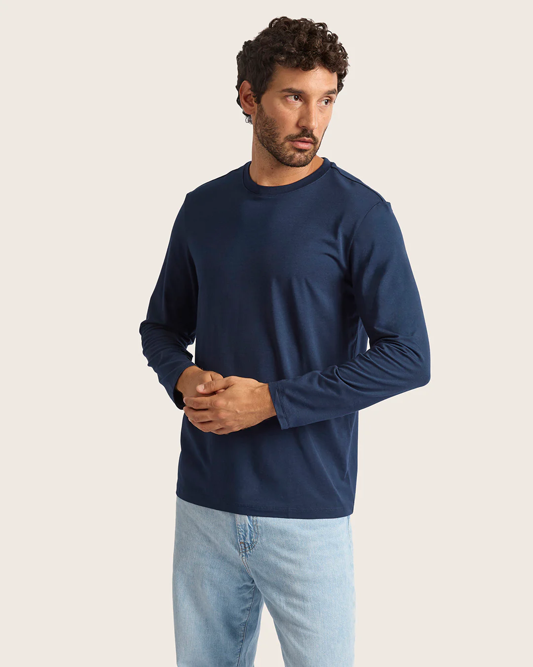Men's Classic Long Sleeve T-Shirt - Navy - Image 3