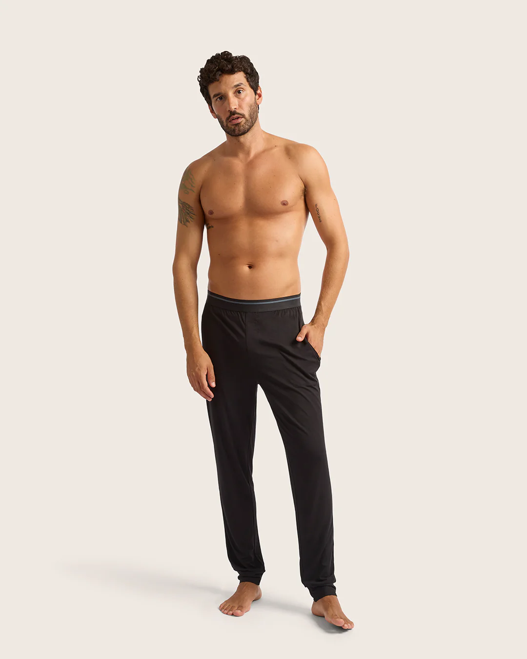 Men's Cuffed Sleep Pants - Black - Image 12
