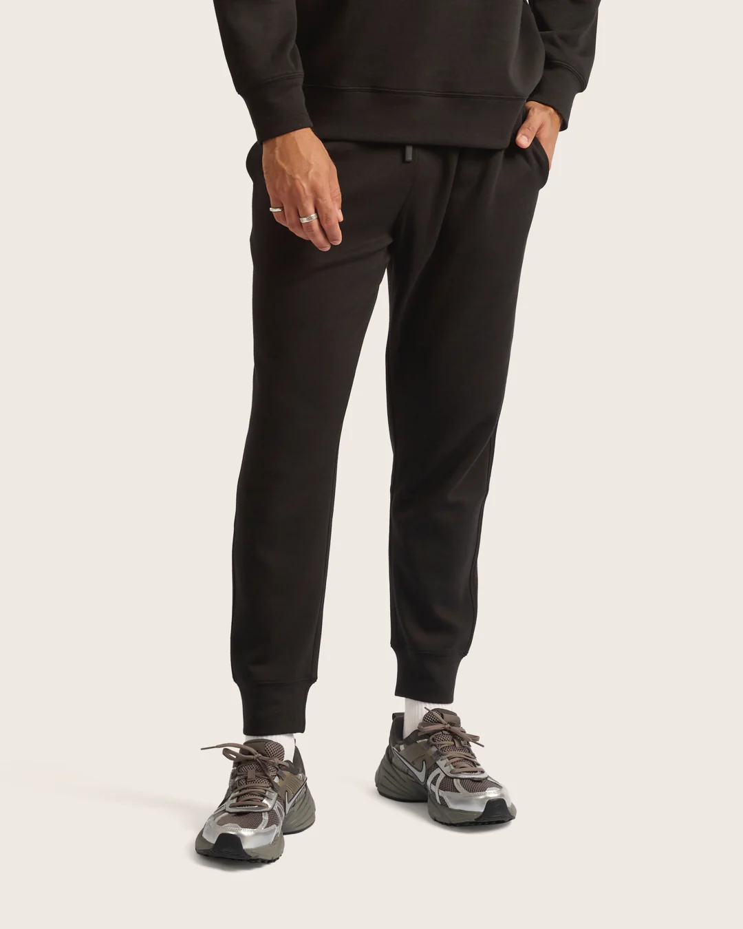 Men's Cuffed Sweat Pants - Black - Image 2