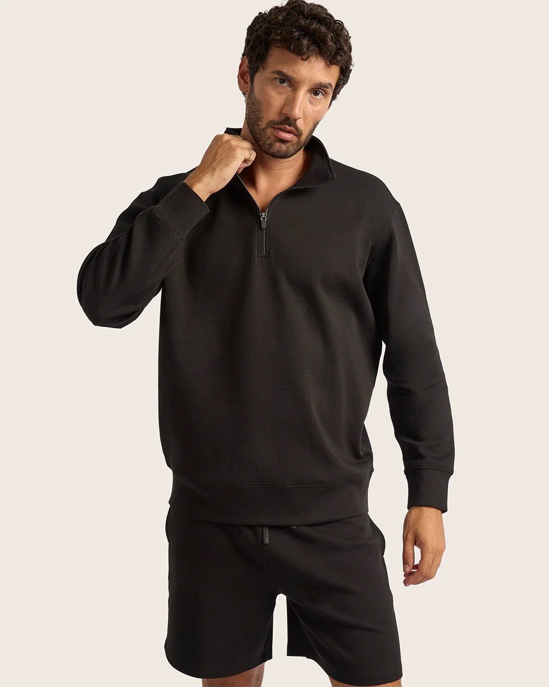 Men's Quarter Zip Sweater - Black