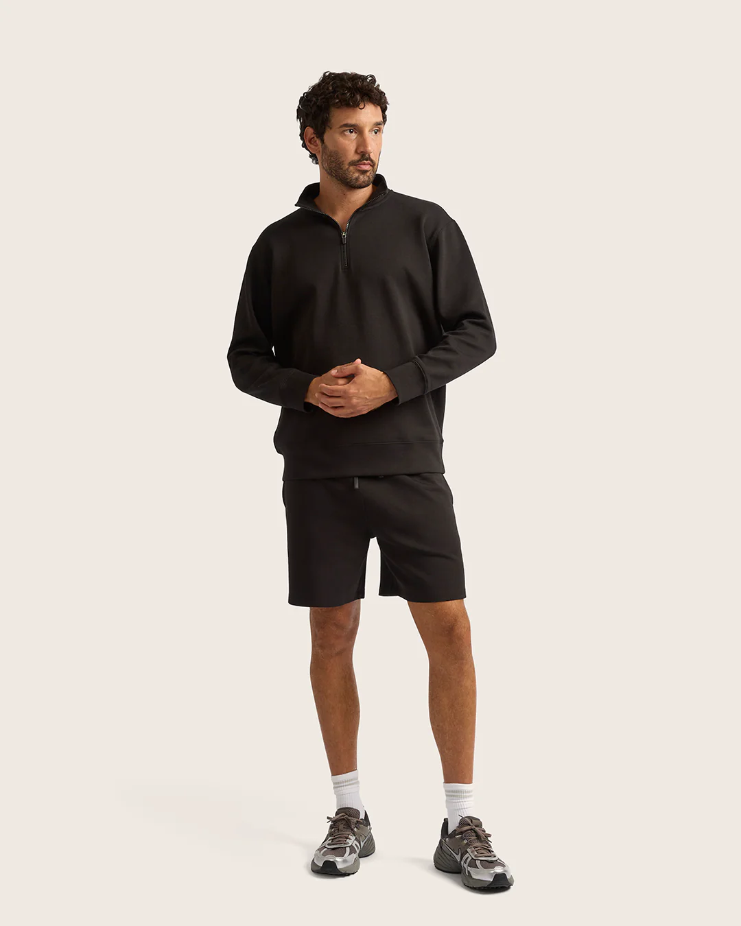 Men's Quarter Zip Sweater - Black - Image 2