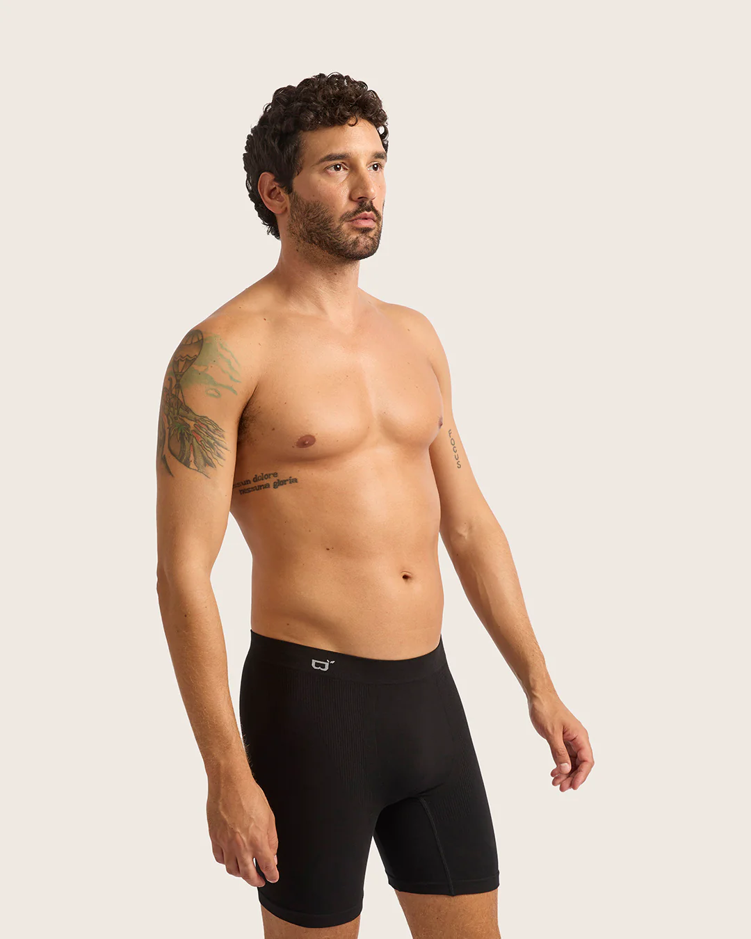 Men's Seamfree Mid-Length Boxer Briefs - Black - Image 3