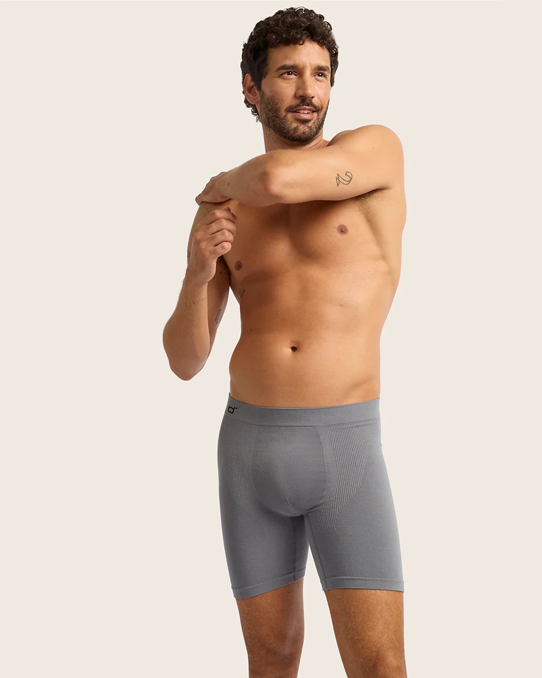 Men's Seamfree Mid-Length Boxer Briefs - Charcoal - Image 6