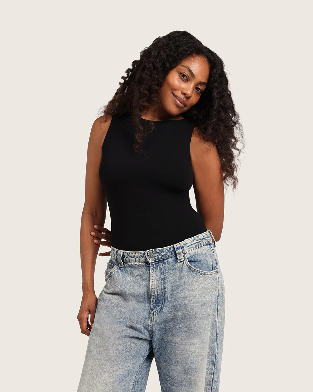 Ribbed Boat Neck Bodysuit - Black - Image 10