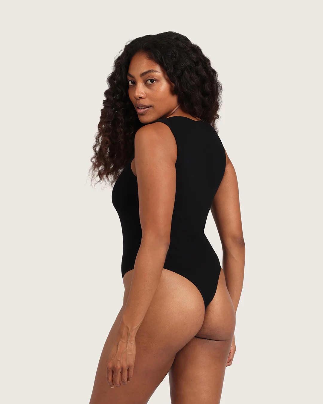 Ribbed Boat Neck Bodysuit - Black - Image 12