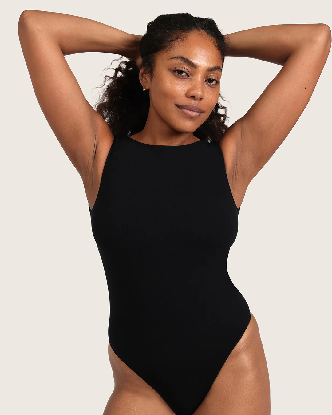 Ribbed Boat Neck Bodysuit - Black - Image 17