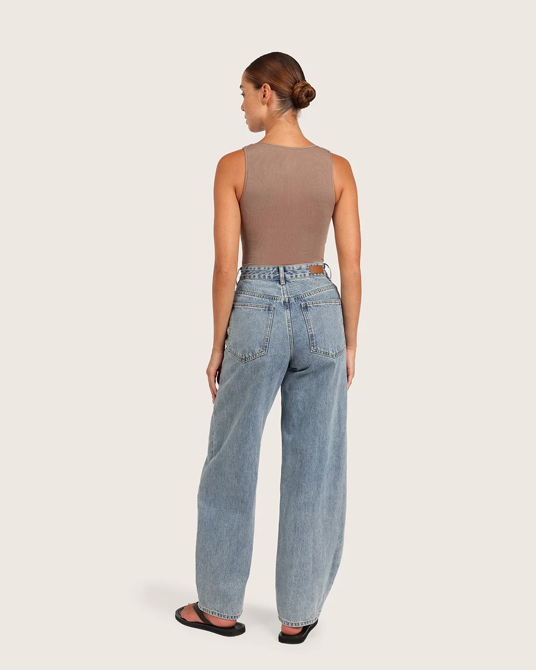 Ribbed Boat Neck Bodysuit - Taupe - Image 3