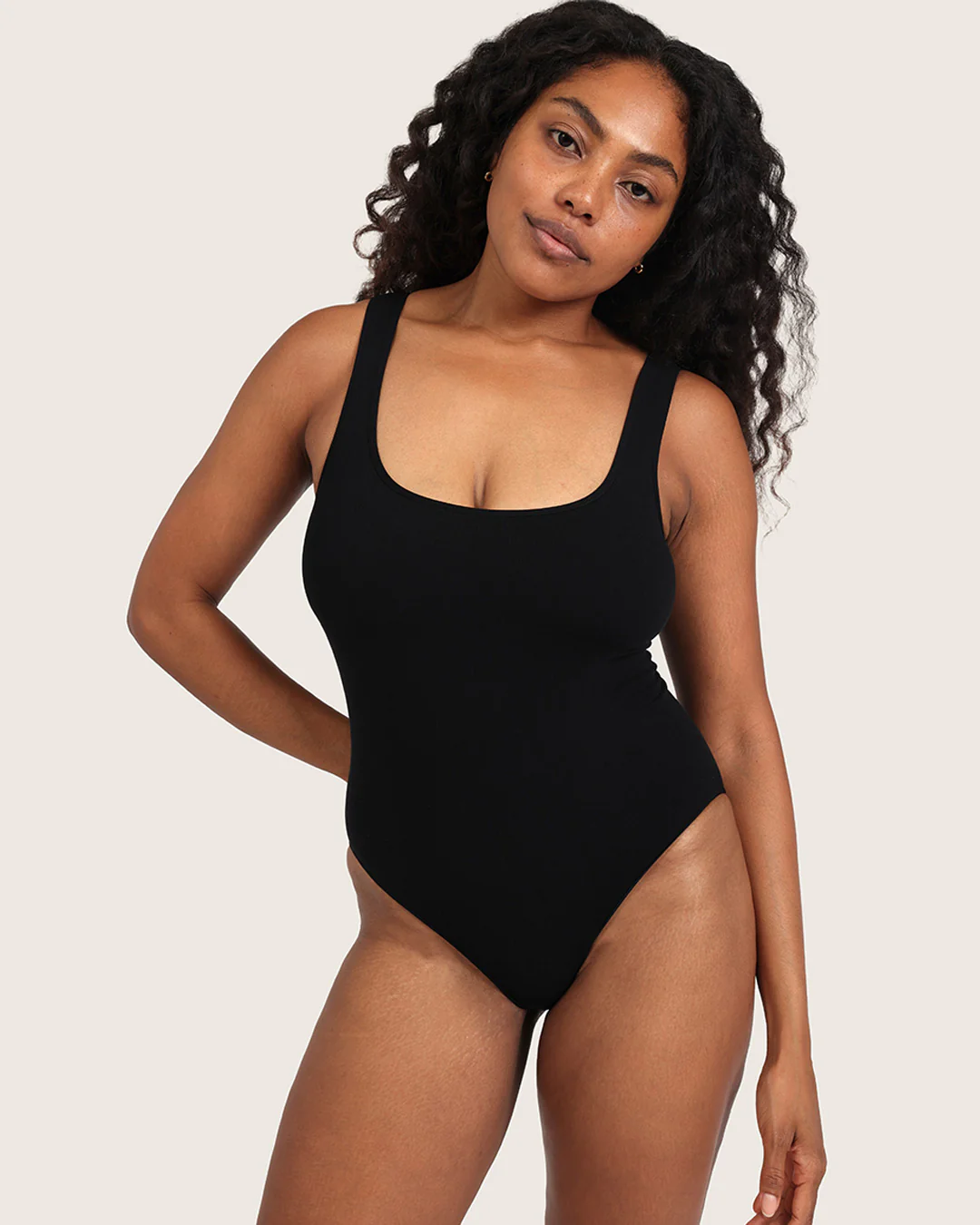 Ribbed Square Neck Bodysuit - Black - Image 15