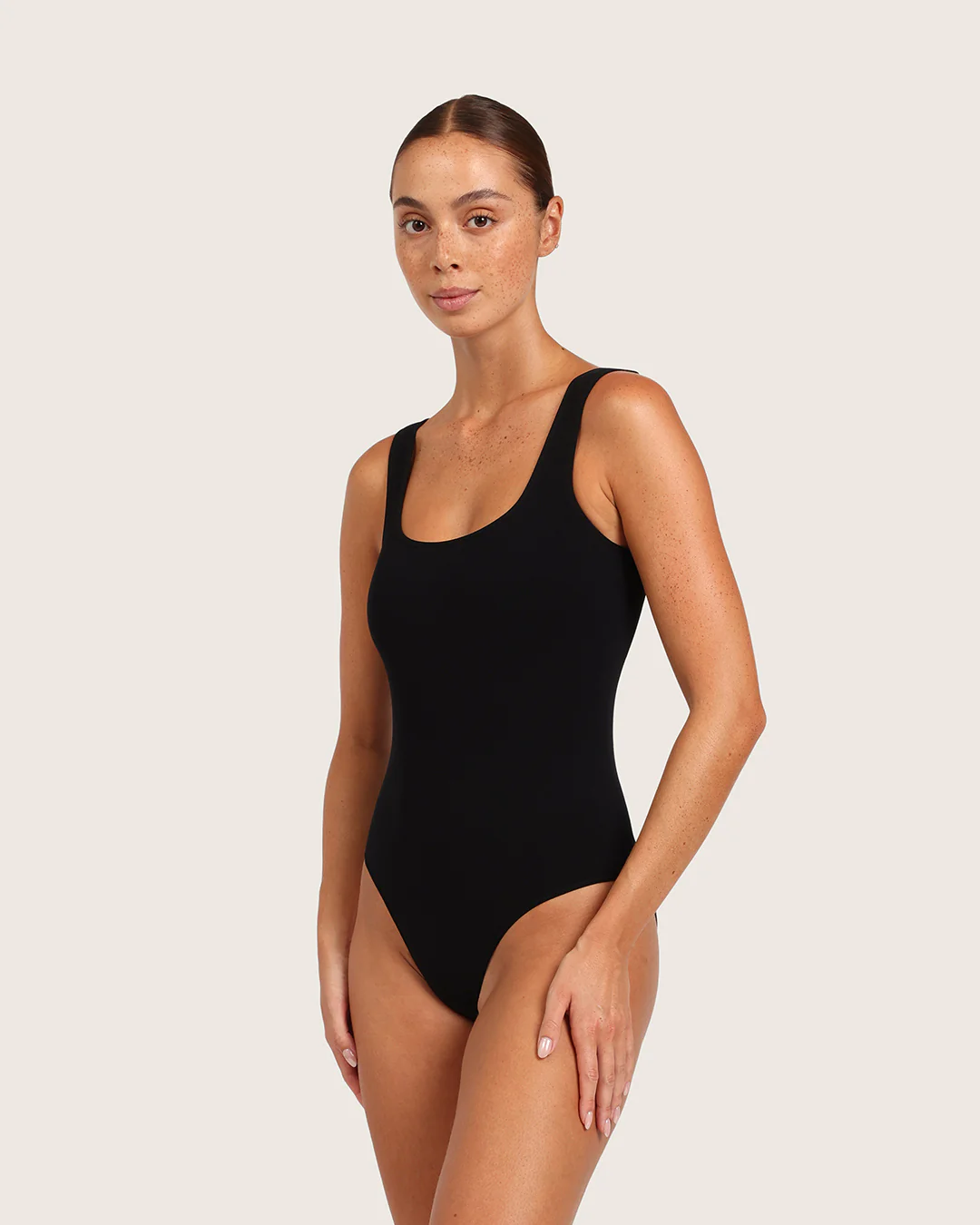 Ribbed Square Neck Bodysuit - Black - Image 8