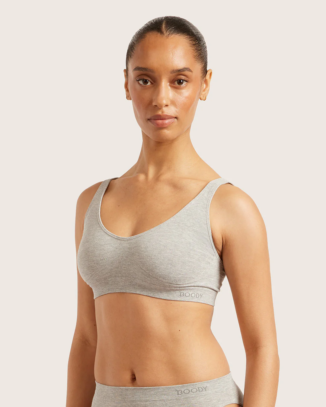 Seamfree Crop Bra - Light Grey Marl - Image 3
