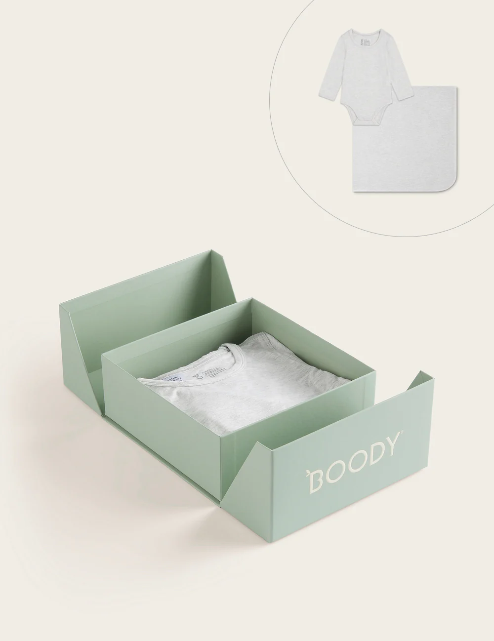 Set Giftbox - Baby Long Sleeve Bodysuit & Jersey Wrap - Heather Grey - Image 5