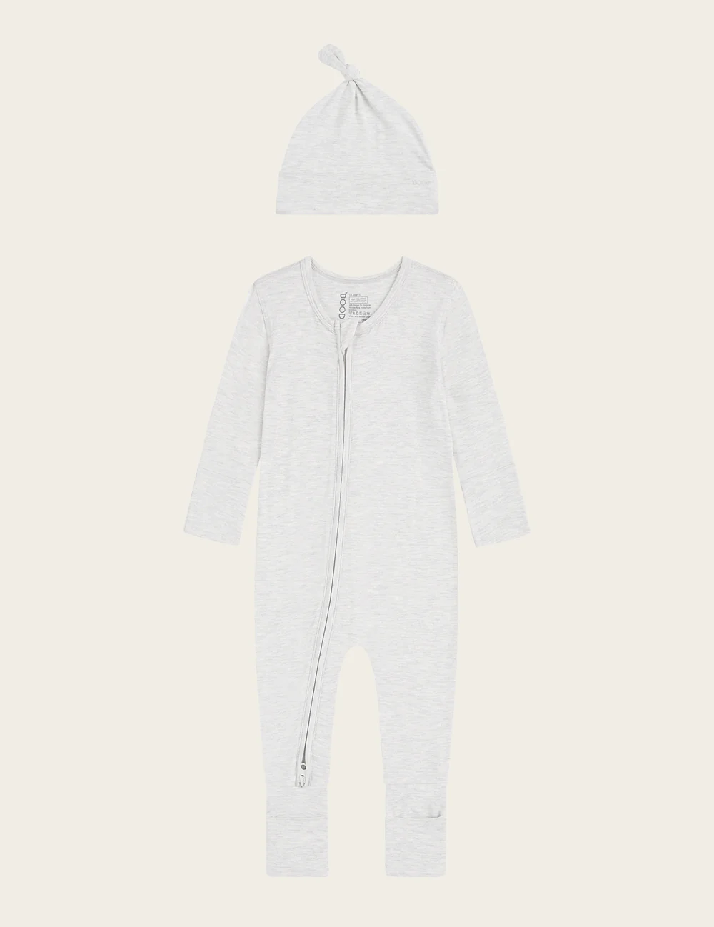 Set Giftbox - Baby Long Sleeve Romper & Knotted Beanie - Heather Grey - Image 2