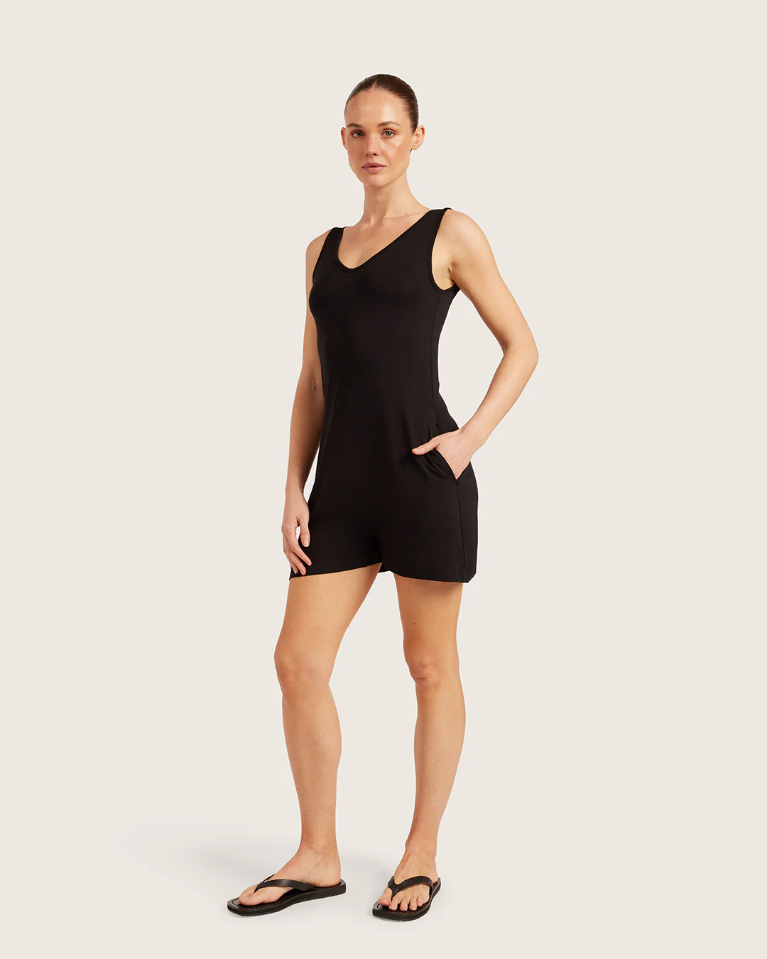 Short Romper - Black - Image 4