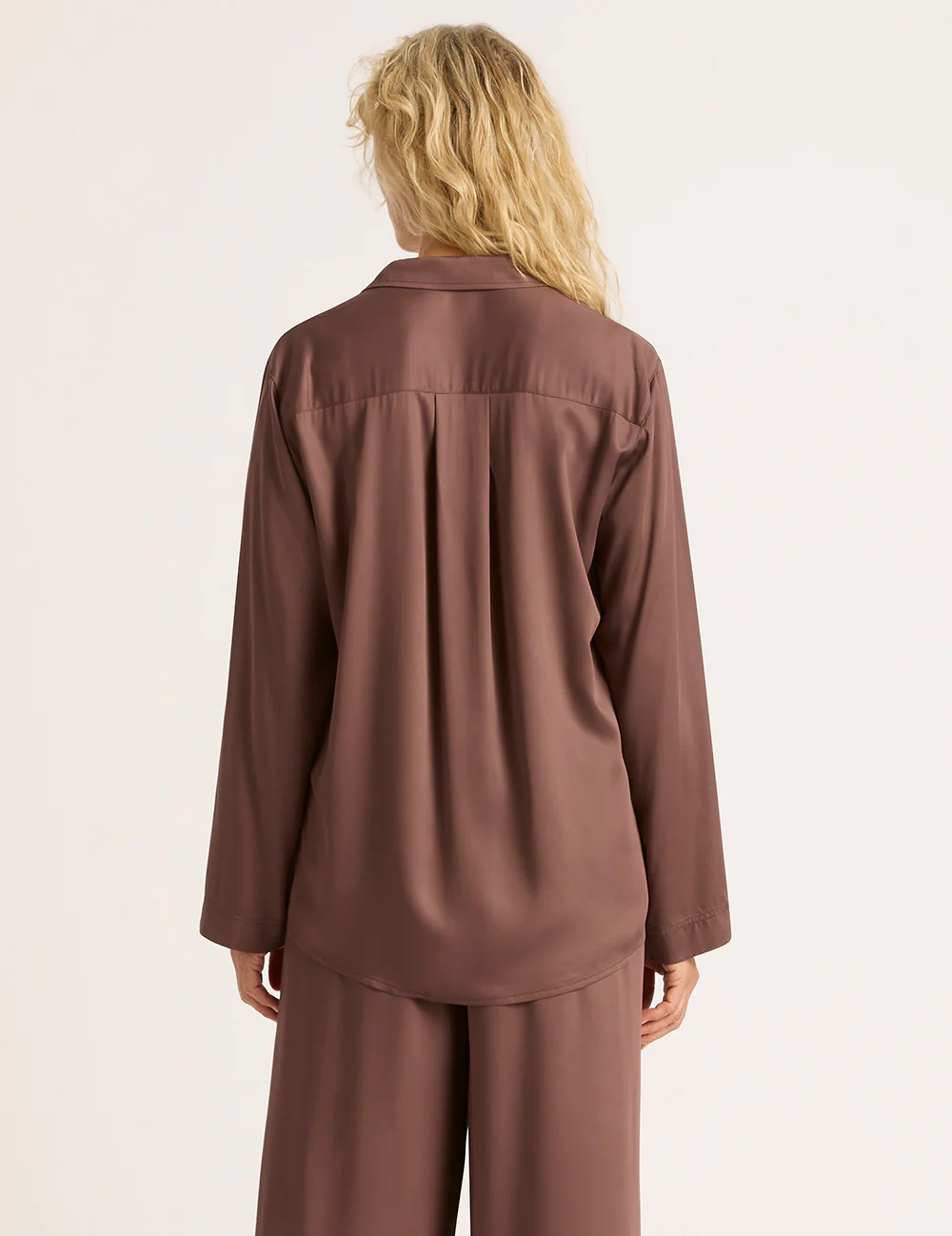 Vegan Silk Long Sleeve Shirt - Garnet - Image 6