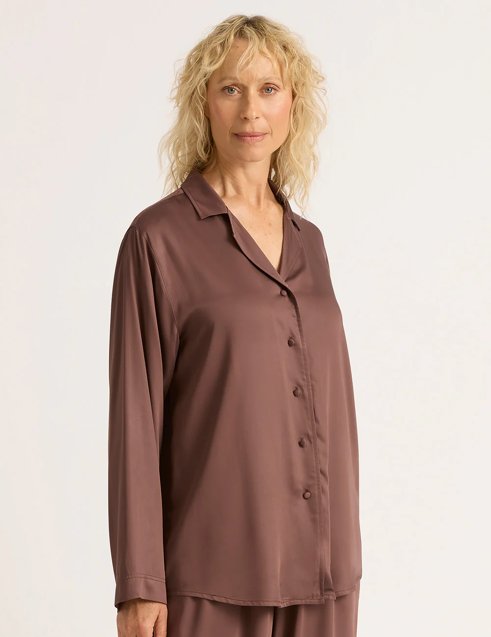 Vegan Silk Long Sleeve Shirt - Garnet - Image 8