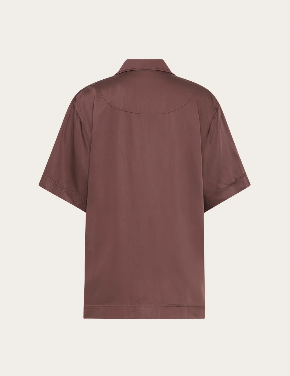 Vegan Silk Short Sleeve Shirt - Garnet - Image 13