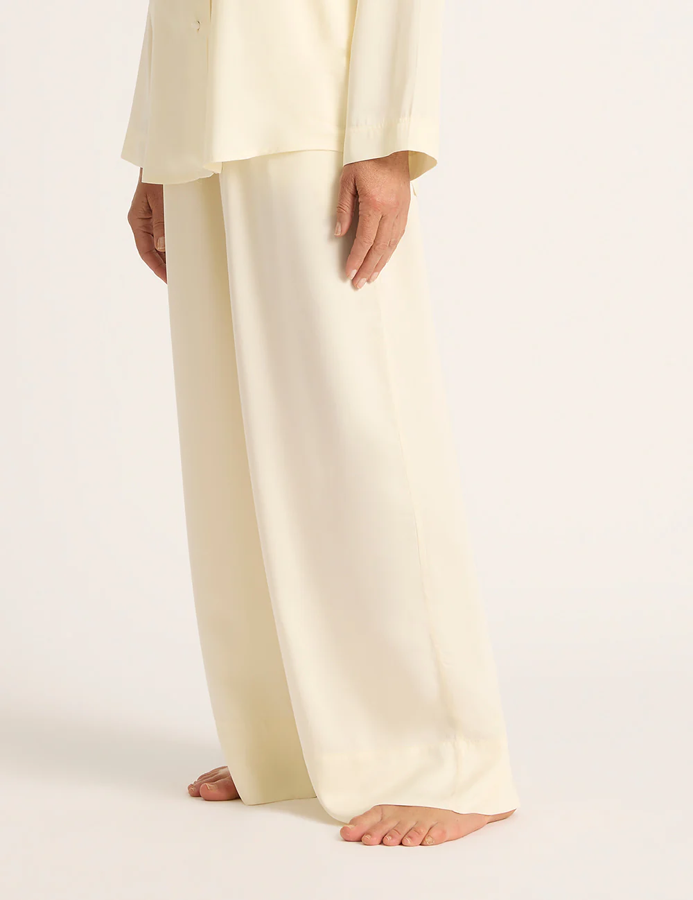 Vegan Silk Wide Leg Pants - Pearl - Image 11