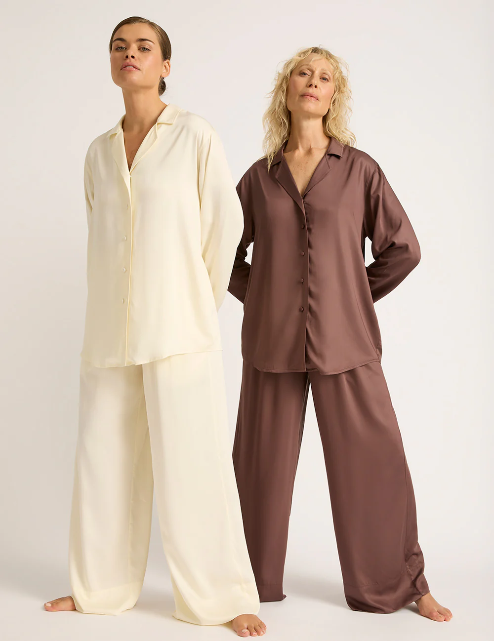 Vegan Silk Wide Leg Pants - Pearl - Image 5