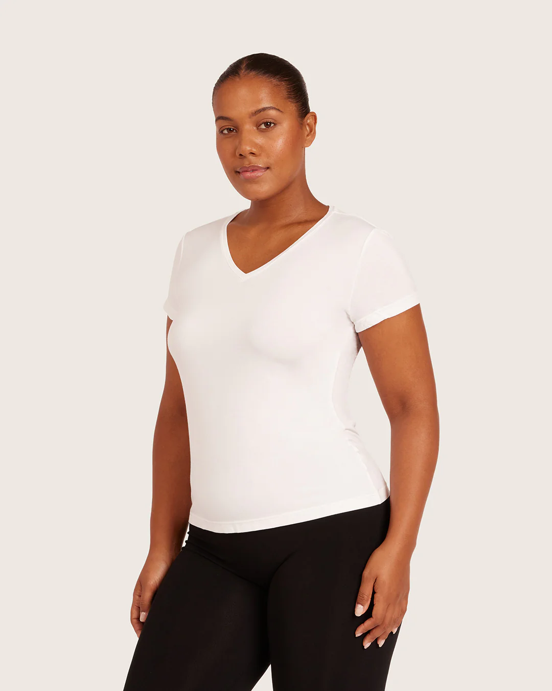 Women's Base Layer V-Neck T-Shirt - White - Image 6