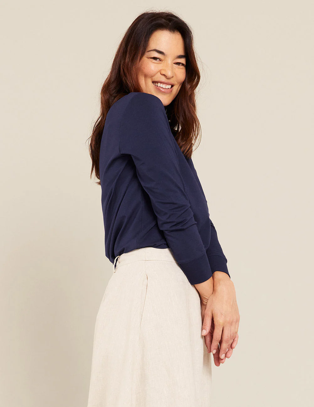 Women's Classic Long Sleeve T-Shirt - Navy - Image 3