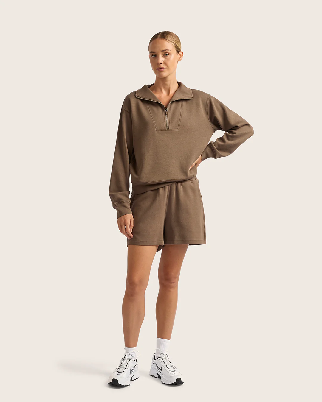 Women's Quarter Zip Sweater - Oyster - Image 5