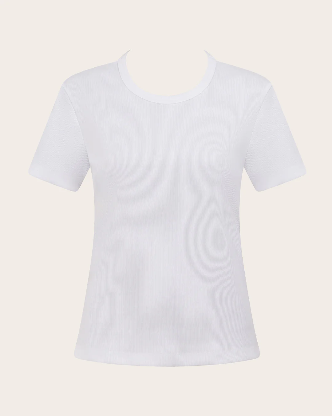Women's Ribbed Crew Neck T-Shirt - White - Image 17