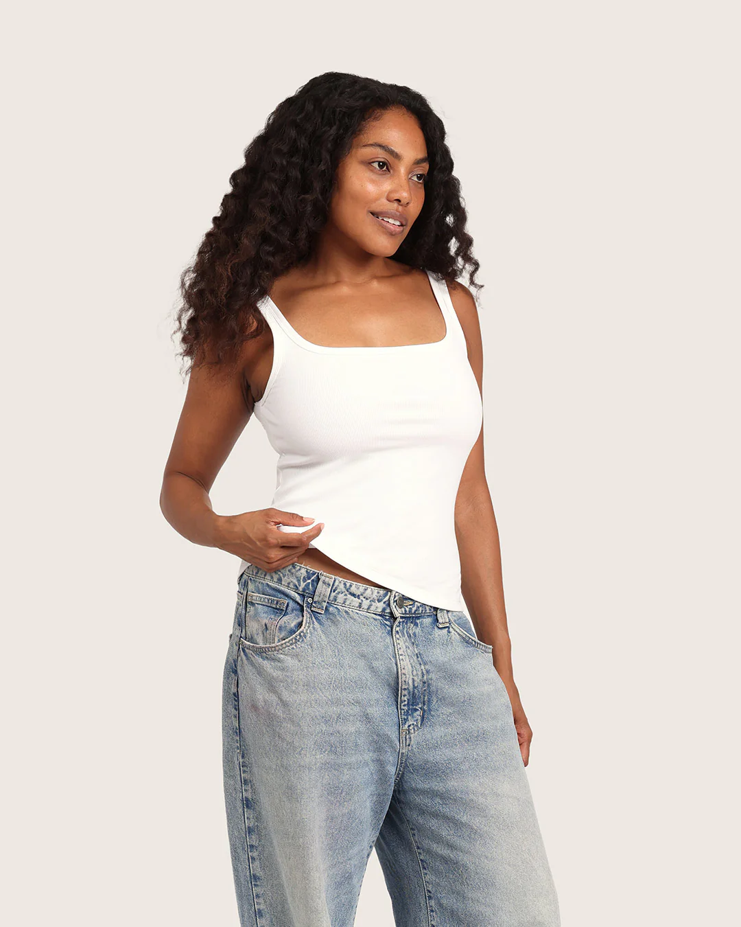 Women's Ribbed Tank Top - White - Image 13