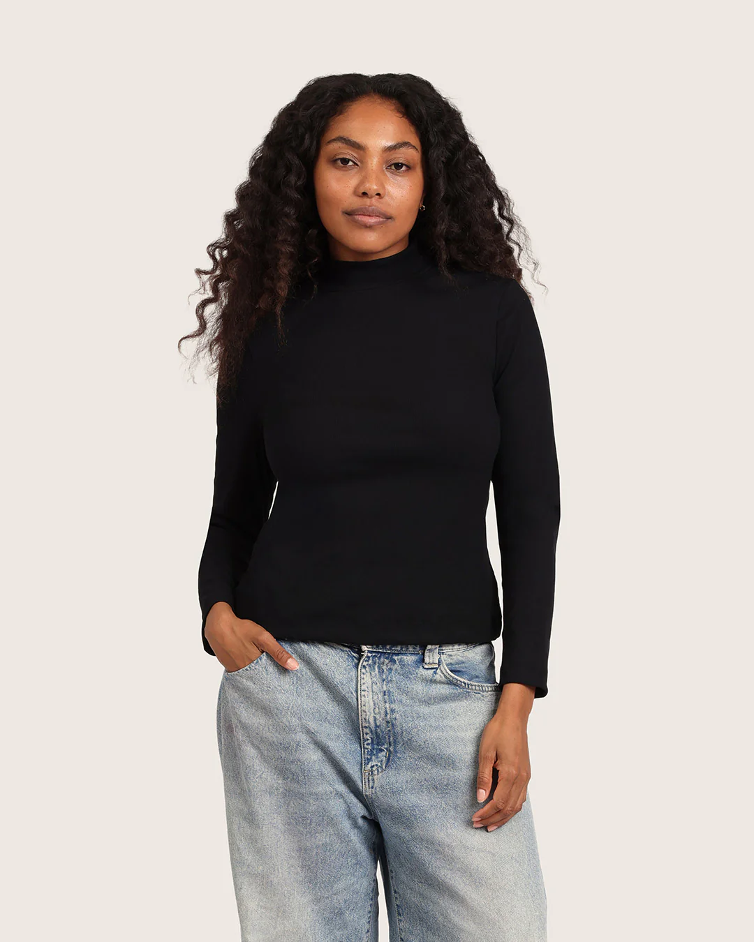 Women's Ribbed Turtleneck Top - Black - Image 10